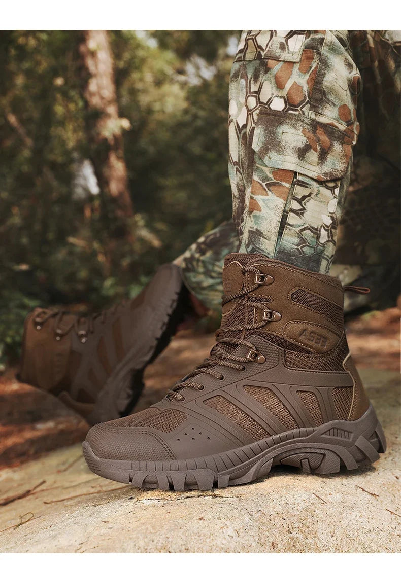 Botas tácticas para hombre con cordones, estilo militar, para trabajo en el desierto, botas de senderismo, botas de escalada, botas del ejército, unisex, tallas grandes, marca para hombre, impermeables