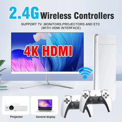 Consola de videojuegos retro mini TV Game Stick 4K con más de 20 000 juegos clásicos integrados, 18 emuladores, mandos inalámbricos portátiles, consola HD