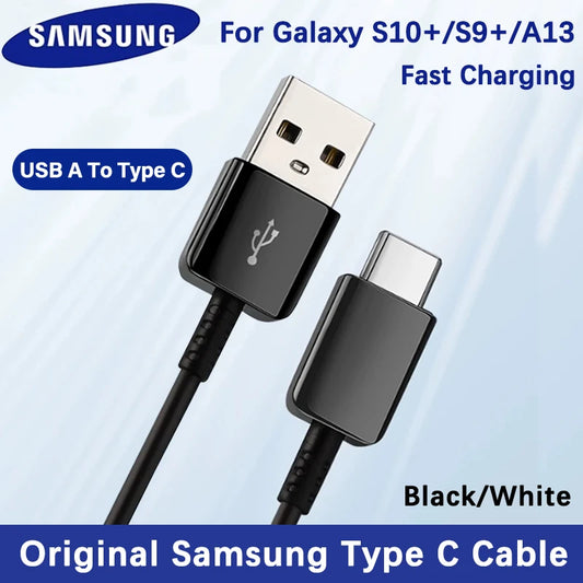 Cable USB C tipo C original de Samsung, cable de datos de carga rápida para Galaxy A12, A13, A14 5G, A21s, A04s, A02s, M21, S10, S9, Tab A9 Plus
