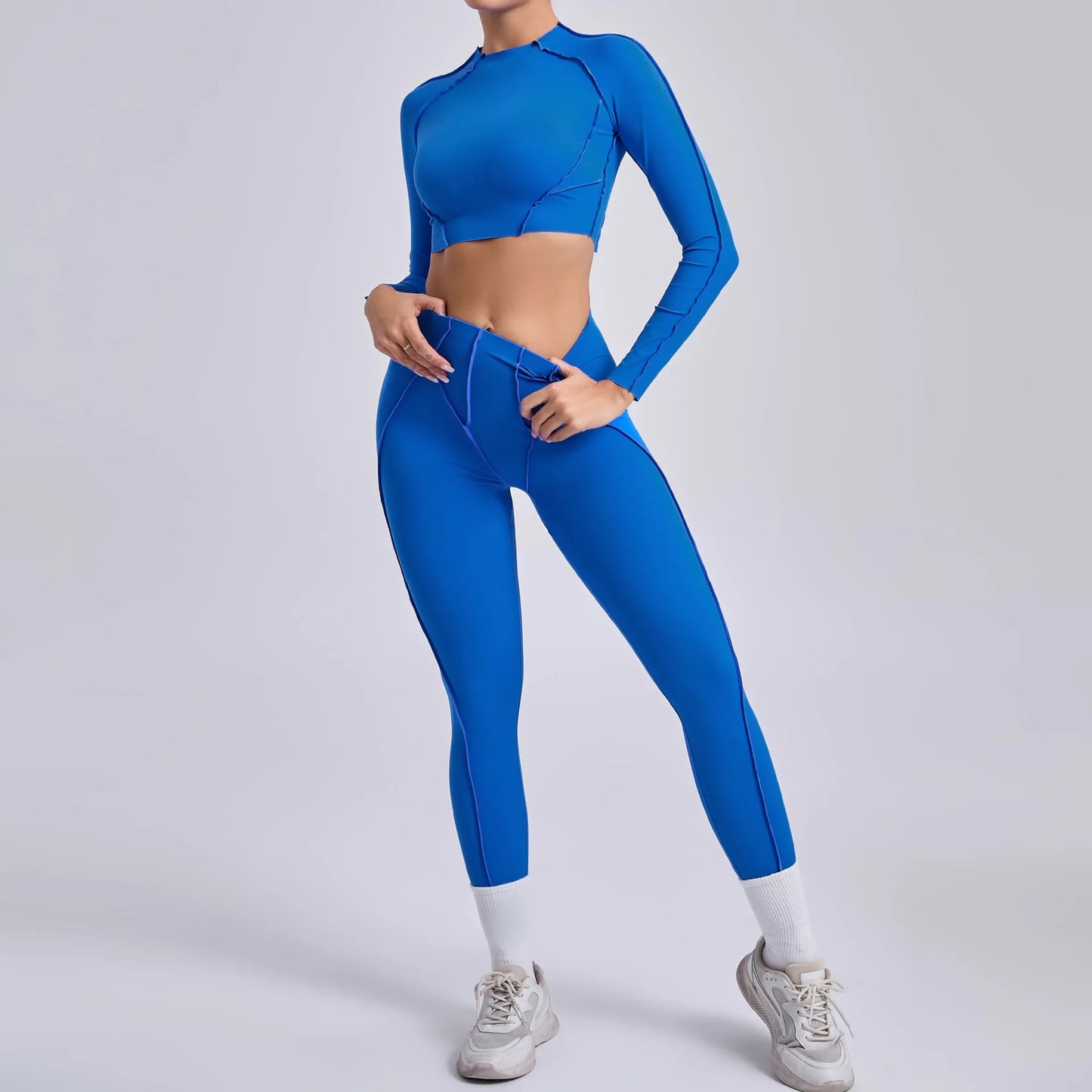 Yoga Set Workout Tracksuits 2 Pieces Gym Clothes Sportswear Yoga Suits For Women Fitness Set Sports Long Sleeved Gym Leggings