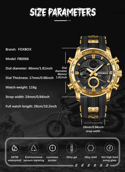 Nuevo reloj cronógrafo deportivo informal para hombre, con correa de silicona, de cuarzo, con esfera grande y punteros luminosos, resistente al agua