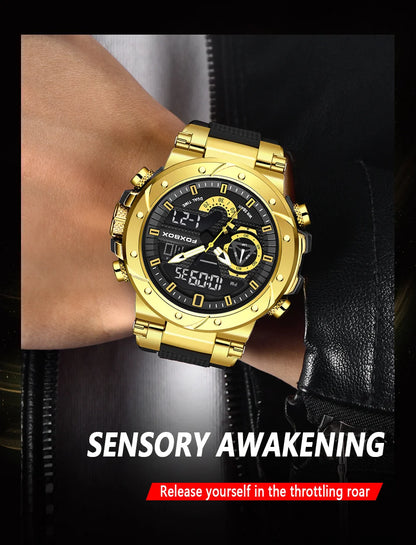 Reloj LIGE para hombre, correa de moda, deportivo, militar, calendario semanal, relojes de cuarzo, LED, pantalla dual, cronógrafo, relojes digitales para hombre