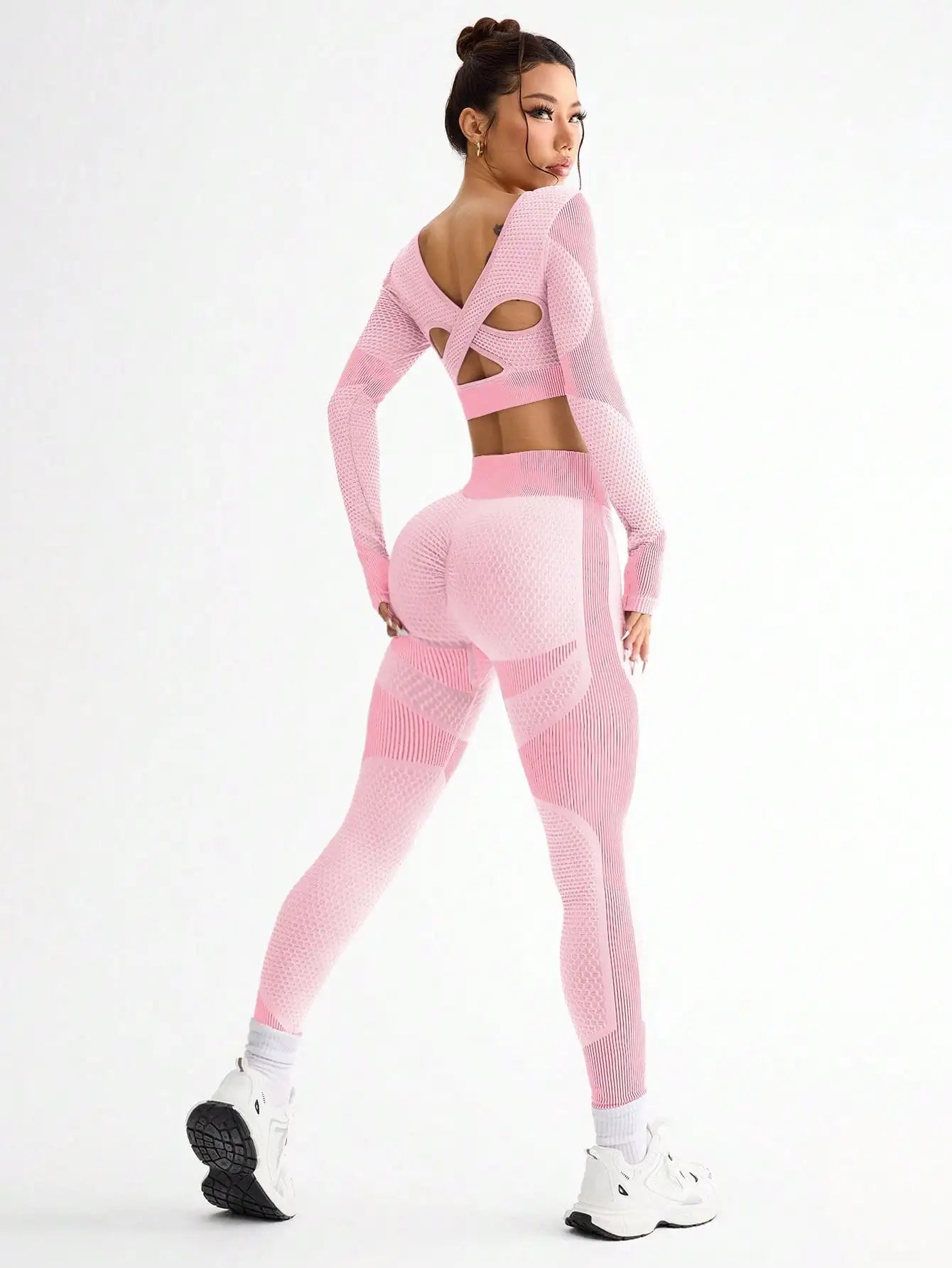 2 piezas, superventas, nuevo, deportivo, ajustado, para correr, transpirable, sin costuras, traje de yoga para mujer, traje de fitness al aire libre para mujer.