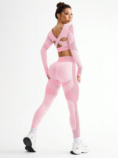 2 piezas, superventas, nuevo, deportivo, ajustado, para correr, transpirable, sin costuras, traje de yoga para mujer, traje de fitness al aire libre para mujer.