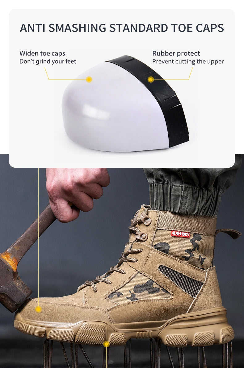 Zapatillas indestructibles, zapatos de seguridad con puntera de acero, resistentes a perforaciones, botas tácticas