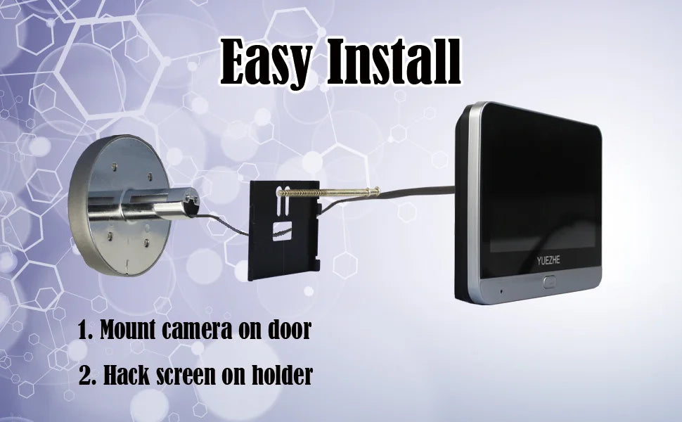 Yuezhe 3MP icam365 Peephole Doorbell Camera Wifi 4.3 Inch Digital Video Door Bell Security Smart Home Night PIR Wireless Bell