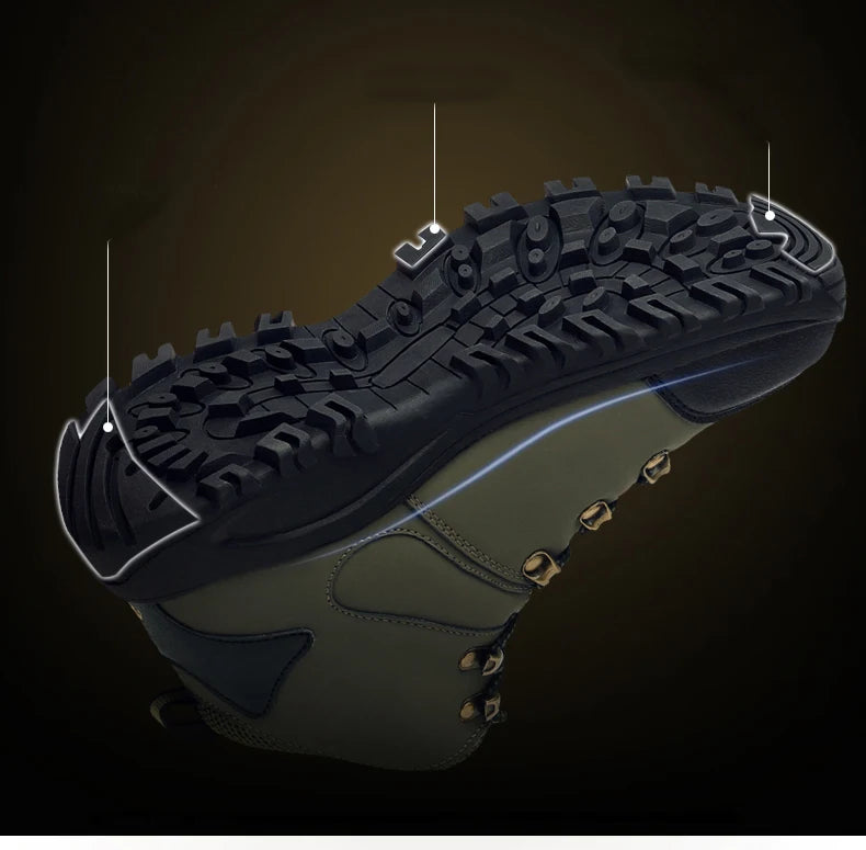 Botas de senderismo de caña alta para hombre, zapatos de exterior de cuero, cómodas, para montaña, para hombre y mujer