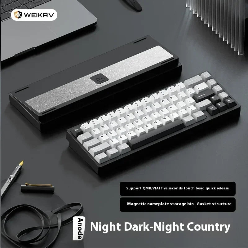 Teclado mecánico para juegos Weikav Lucky65 V2 RGB con junta intercambiable en caliente, estructura de 3 modos, aleación de aluminio, accesorio para PC