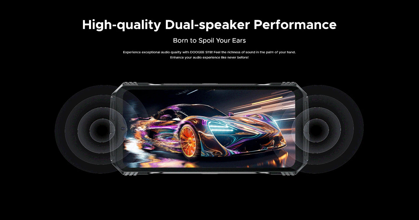 Smartphone robusto DOOGEE S118 de 8 GB y 512 GB, pantalla FHD+ de 6,58", Helio G99, cámara IA de 50 MP, 10800 mAh, Android 14, NFC, 4G.