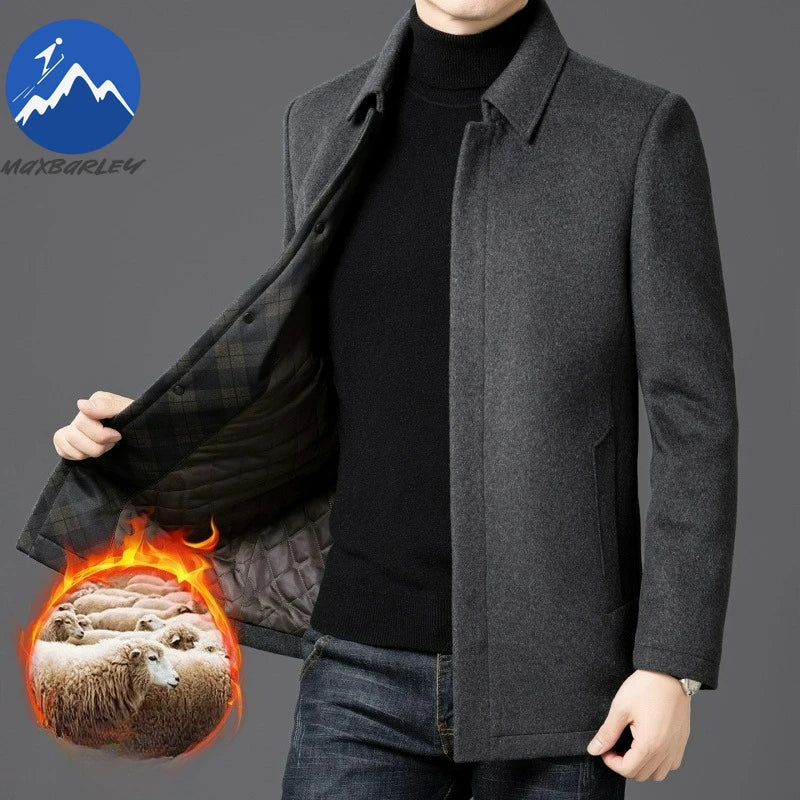 Chaqueta de lana para hombre Maxbarley, estilo moderno, con solapa, ideal para actividades al aire libre, oficina, parka gruesa y cálida, estilo casual y elegante, ligera, perfecta para el invierno.