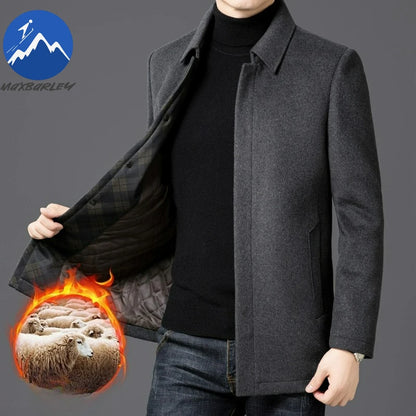 Chaqueta de lana para hombre Maxbarley, estilo moderno, con solapa, ideal para actividades al aire libre, oficina, parka gruesa y cálida, estilo casual y elegante, ligera, perfecta para el invierno.