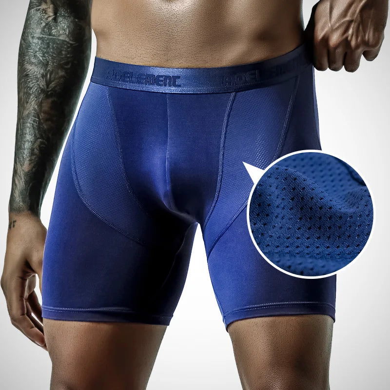 Calzoncillos bóxer deportivos para hombre, antidesgaste, de modal, profesionales, para correr, fitness, ajustados, de pierna larga y secado rápido.