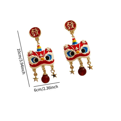 Pendientes colgantes de Año Nuevo chino, accesorios de joyería para las fiestas.