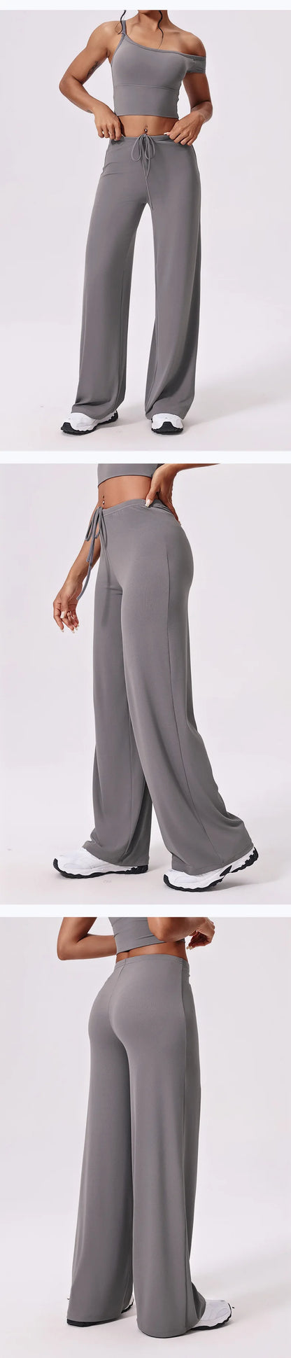 Pantalones de yoga deportivos, finos, transpirables, de pierna ancha, holgados, acampanados, para correr al aire libre, rectos, para mujer.