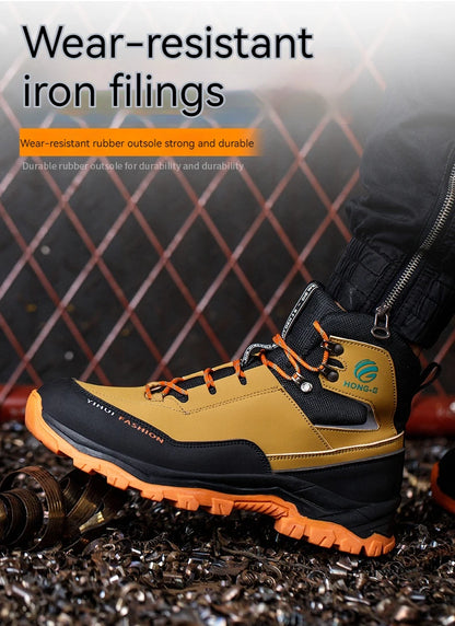 Botas de seguridad para hombre con puntera de acero, antigolpes y resistentes a perforaciones, de calidad europea.