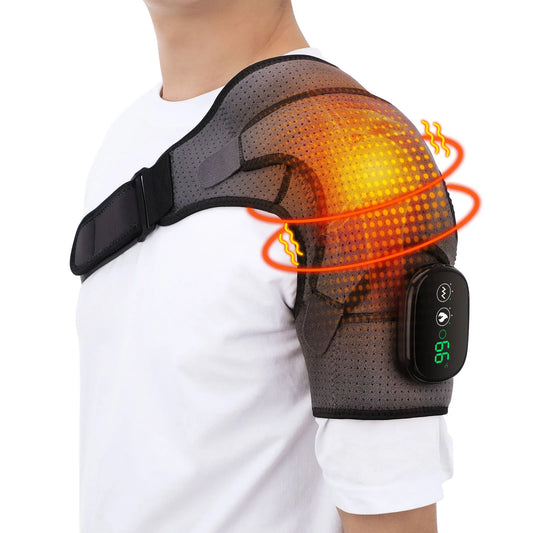 Masajeador de hombros con calefacción eléctrica, soporte para espalda y hombros con calefacción, cinturón de masaje de hombros con calefacción ajustable para la relajación muscular del brazo.