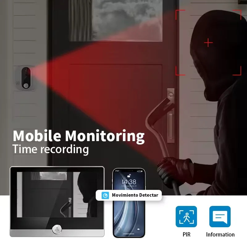 KUXA 4.3 Inch 1080P/158° Wifi Smart Door Bell Camera Tuya Video Door Peepholes PIR Movement Detection Eye Wireless Doorbell