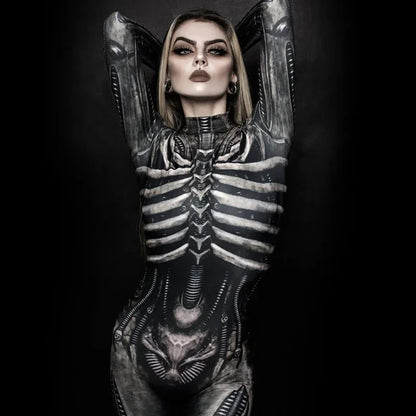 Halloween Devil Ghost Specter Jumpsuit Women Cosplay Skeleton Jumpsuits Carnival Party Performance Scary Costume