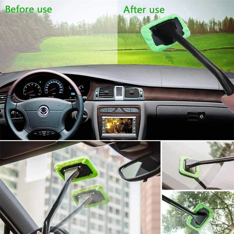 Kit de cepillo limpiador de ventanas de coche con mango largo, herramienta de lavado de parabrisas, limpiaparabrisas interior, accesorios para coche
