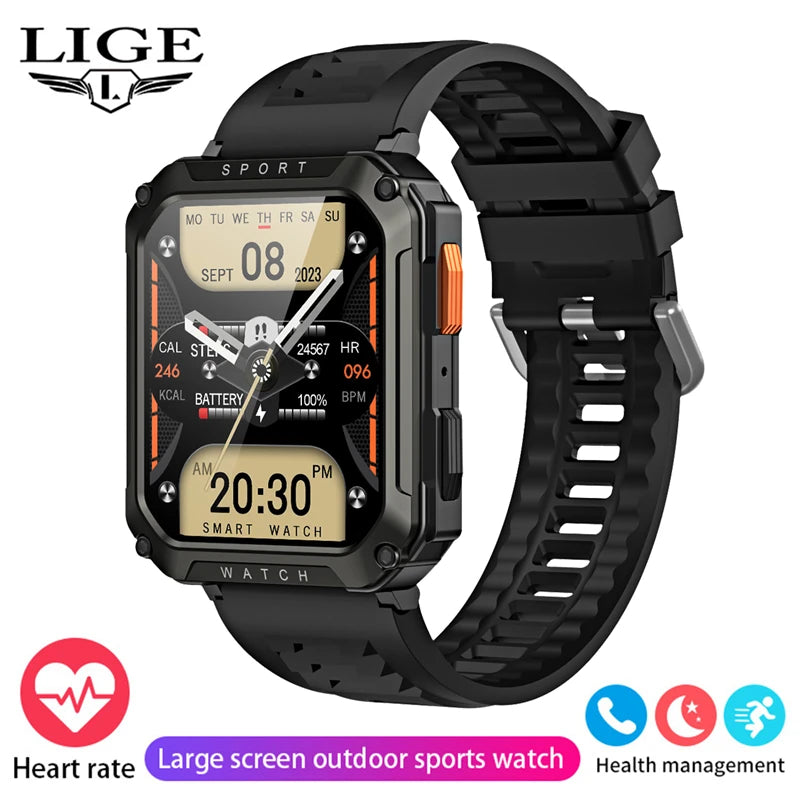 FOXBOX 2025 Reloj inteligente militar para exteriores para hombre, con Bluetooth, llamadas, deportivo, resistente al agua, asistente de voz, reloj de fitness para hombre, nuevo