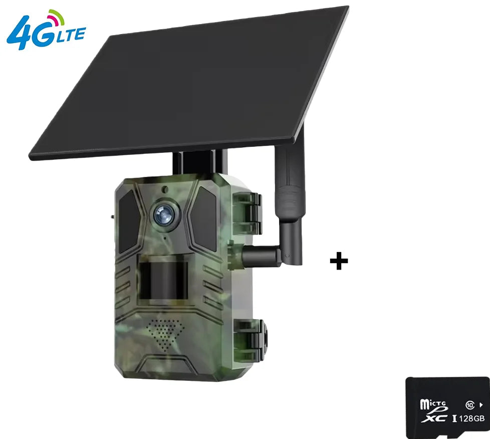 Cámara de rastreo 4G LTE con energía solar, 4MP, PIR, visión nocturna activada por movimiento, inalámbrica, celular, para caza de fauna silvestre Ucon