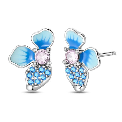 Pendientes de plata de ley 925 con diseño de mariposa, abeja, mariquita y flor de arcoíris para mujer, joyería de moda para fiestas de cumpleaños, regalos
