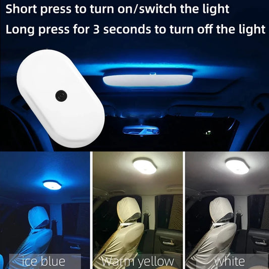 Luz de techo de coche, iluminación interior, luz de ambiente de techo magnética, luz de lectura, iluminación de gabinete, iluminación de dormitorio, carga inalámbrica USB