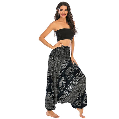 Bohemian Pants Women Pantalones Mujer Hippie High Waist Rayon Harem Baggy Boho Yoga Beach Wear Pour Femme Calca Feminina Printed