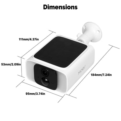 Cámara de seguridad solar inteligente MOES, WiFi de doble banda 2.4/5 GHz, resistente al agua IP65, monitoreo mediante aplicación (Alexa/Google Home), Tuya