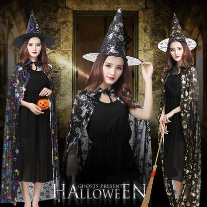 Masquerade Show Performance Costumes Halloween Cloak Sets Pumpkin Ghost Scary Costumes Bat Hat Cosplay Wizard Robe Adult