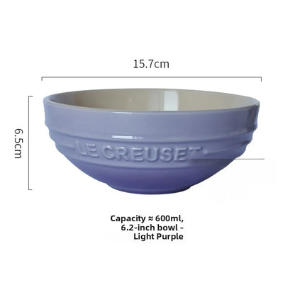 Cuenco de porcelana esmaltada de colores fríos Le Creuset, cuenco de arroz, cuenco para sopa con cara de arcoíris, cuenco francés con diseño de mono redondo para uso doméstico