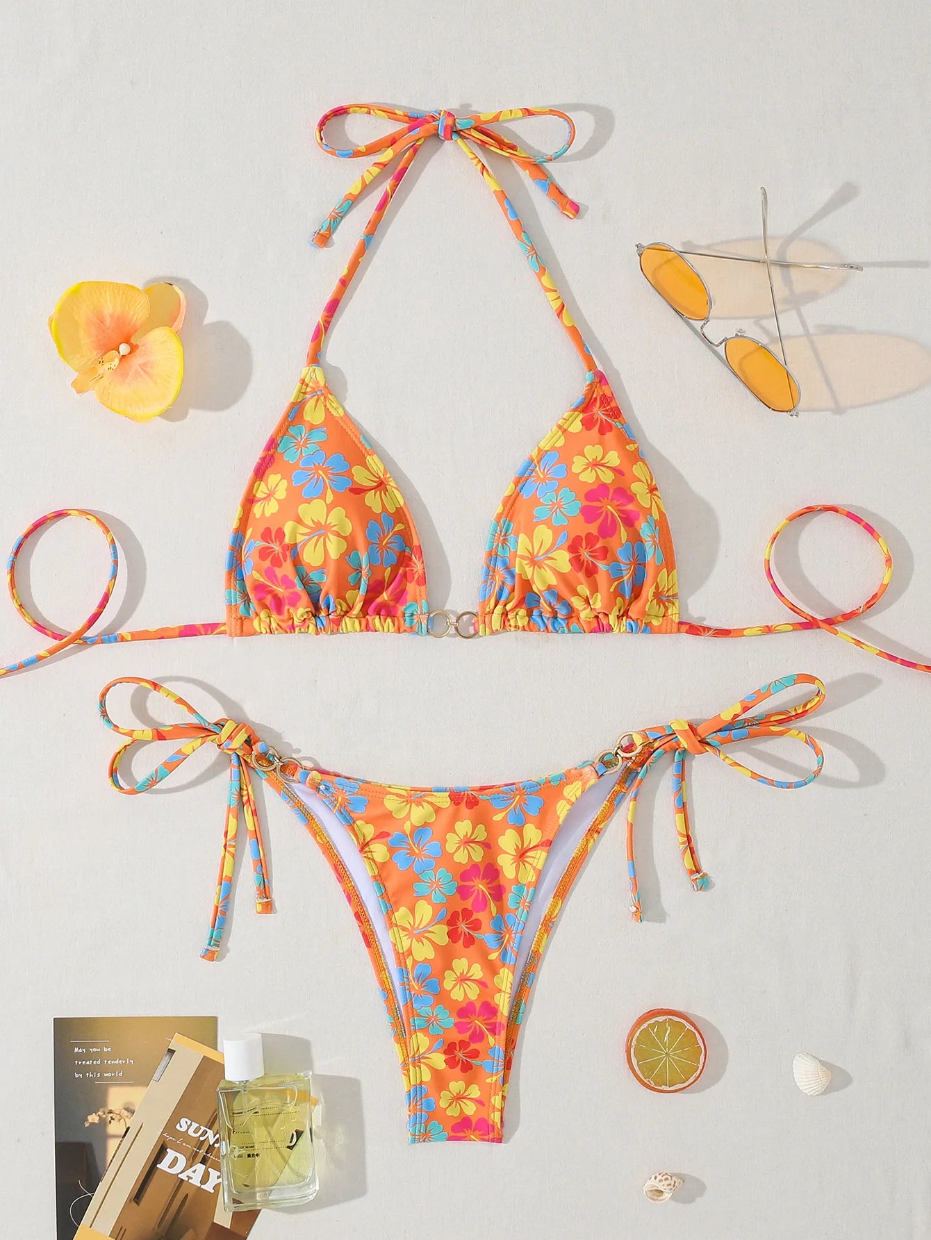 Conjunto de bikini para mujer, novedad de 2025, con tiras laterales ajustables, traje de baño de alta gama, sexy, de dos piezas, para playa, de verano, push up.