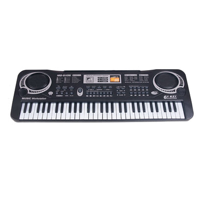 Teclado electrónico de música digital negro de 61 teclas, piano eléctrico, instrumento musical de regalo para niños.
