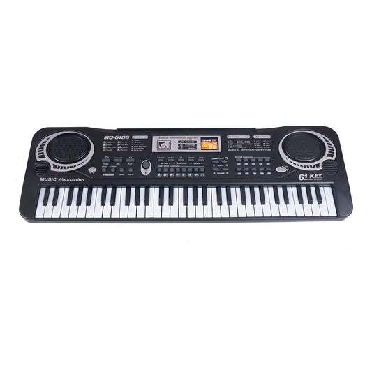 Teclado electrónico de música digital negro de 61 teclas, piano eléctrico, instrumento musical de regalo para niños.