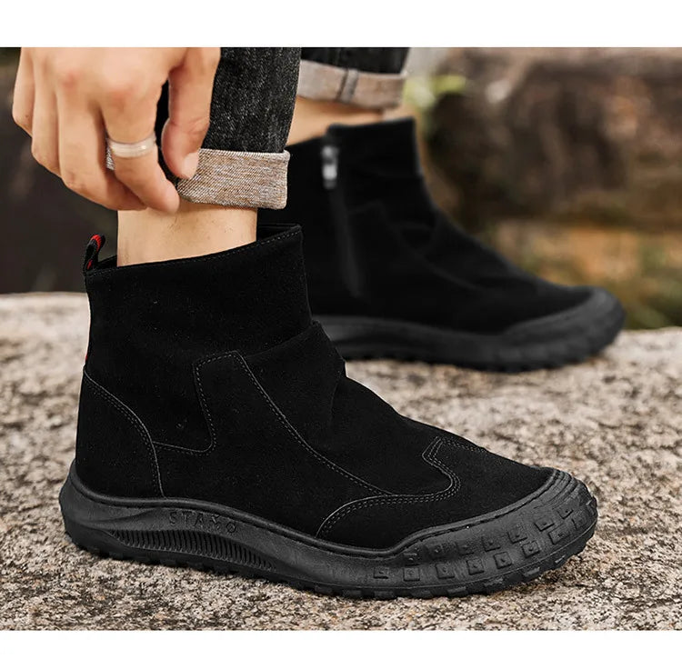 Botas Martin de caña alta para hombre, nuevo calzado de otoño, transpirables, de tendencia, versátiles, antideslizantes, para uso casual y laboral.