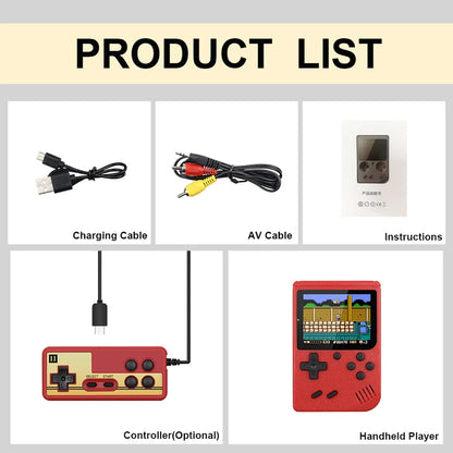Consola de videojuegos retro portátil mini, reproductor de juegos portátil de 8 bits, juegos 400 en 1 integrados, salida AV, consola de juegos Gameboy videojuego