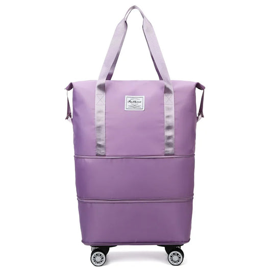 Bolsa de viaje de tela Oxford de gran capacidad, bolsa de equipaje de viaje de negocios con separación de ropa seca y húmeda, rueda universal desmontable