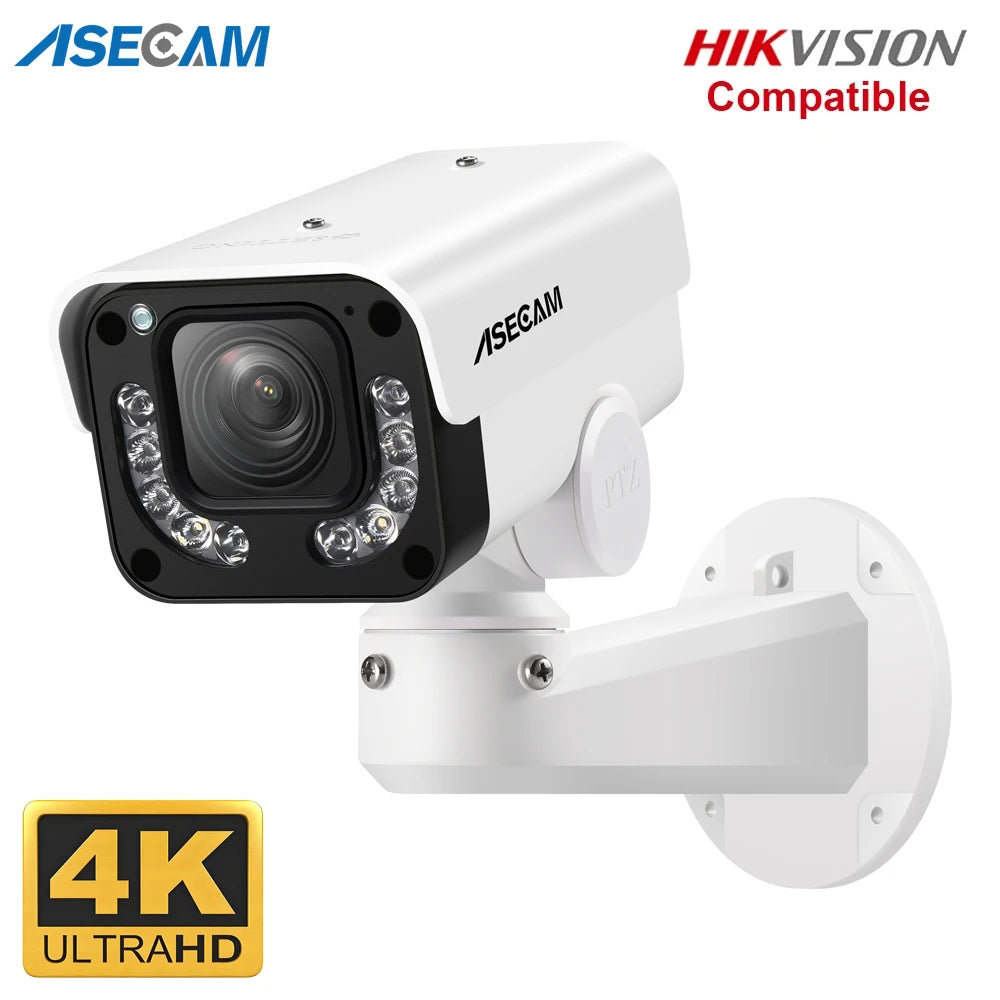 Cámara IP ASECAM 4K 8MP PTZ con zoom óptico 30X, IA, detección de vehículos, WDR, PoE, videovigilancia de seguridad CCTV, compatible con IMX415 Hikvision.