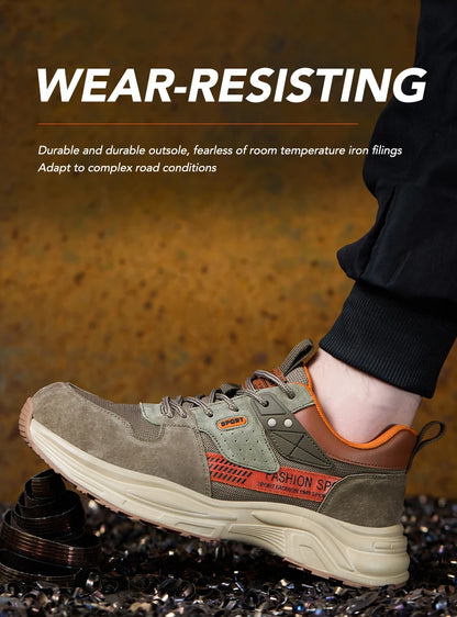 Zapato de trabajo antiperforación para hombre, zapatillas de trabajo de seguridad transpirables con puntera de acero, zapatos indestructibles, botas de trabajo transpirables.