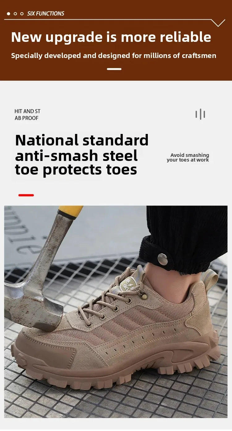 Spring New Men's Steel Toe Safety Shoes Breathable Work Shoes Anti Crush And Piercing High Temperature Resistant Wear Proof