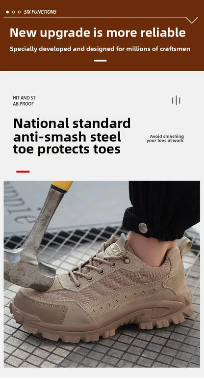 Spring New Men's Steel Toe Safety Shoes Breathable Work Shoes Anti Crush And Piercing High Temperature Resistant Wear Proof