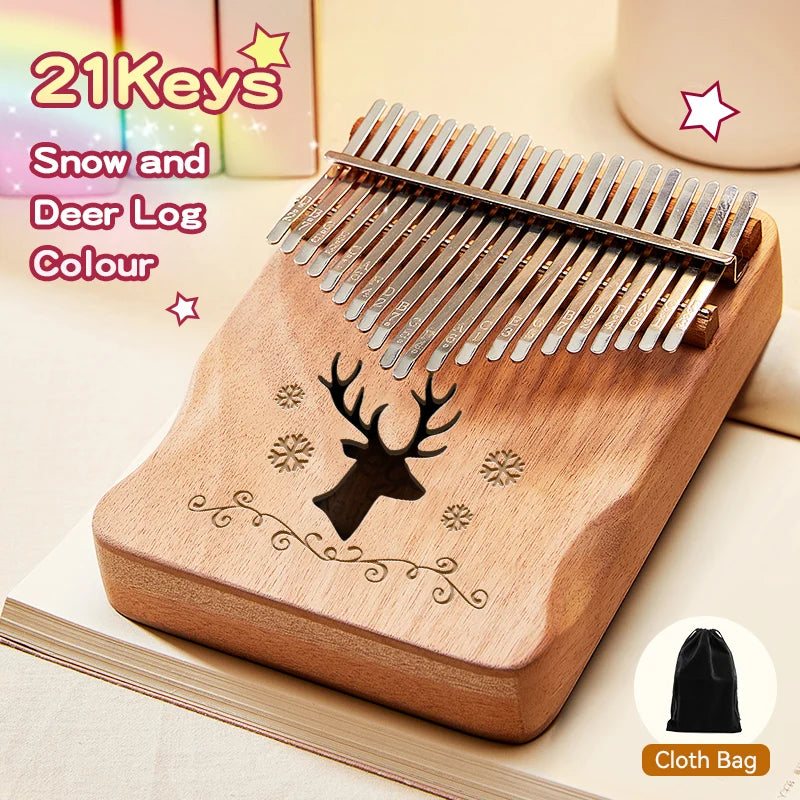 Piano de pulgar Kalimba de 21 teclas con diseño de ciervo: ideal para principiantes, regalo de cumpleaños perfecto, accesorios de piano, regalo de piano.