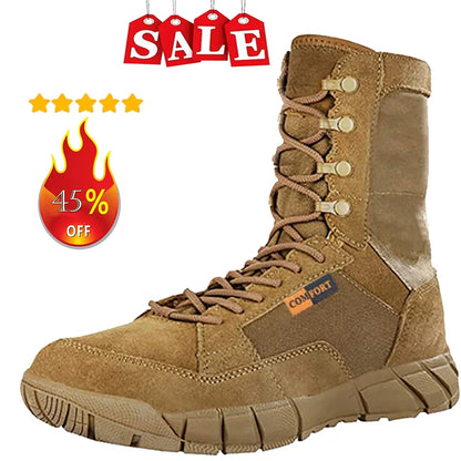 Botas tácticas ligeras para hombre, botas de combate, entrenamiento, con cordones, impermeables, para actividades al aire libre, senderismo y transpirables.