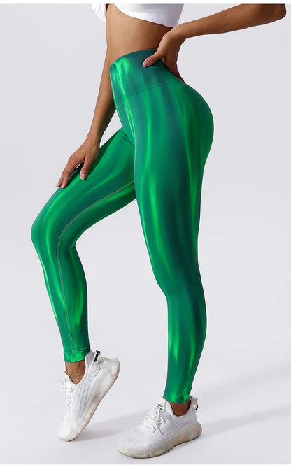 Pantalones de yoga para mujer con estampado tie-dye Cloud Rise, leggings deportivos sexys para gimnasio, mallas sin costuras, pantalones de cintura alta para entrenar.