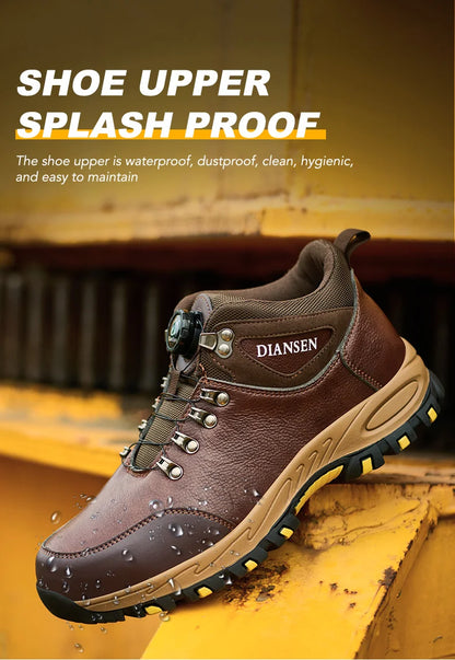 Zapatos de seguridad para hombre con botón giratorio, puntera de acero, zapatillas de trabajo indestructibles, botas de trabajo a prueba de perforaciones, calzado para hombre.