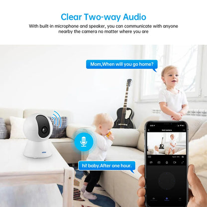 KERUI Mini cámara IP inalámbrica para interiores de 5 MP Tuya Smart WiFi, cámara de vigilancia CCTV de seguridad para el hogar con seguimiento automático Onvif