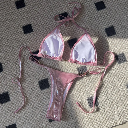 Traje de baño bikini sexy con perlas brillantes, gran oferta de la temporada, nuevo traje de baño cruzado, elegante diseño luminoso, ropa interior femenina atractiva