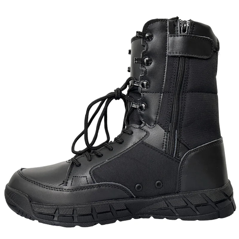 Botas tácticas ligeras para hombre, botas de combate, entrenamiento, con cordones, impermeables, para actividades al aire libre, senderismo y transpirables.