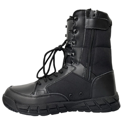 Botas tácticas ligeras para hombre, botas de combate, entrenamiento, con cordones, impermeables, para actividades al aire libre, senderismo y transpirables.