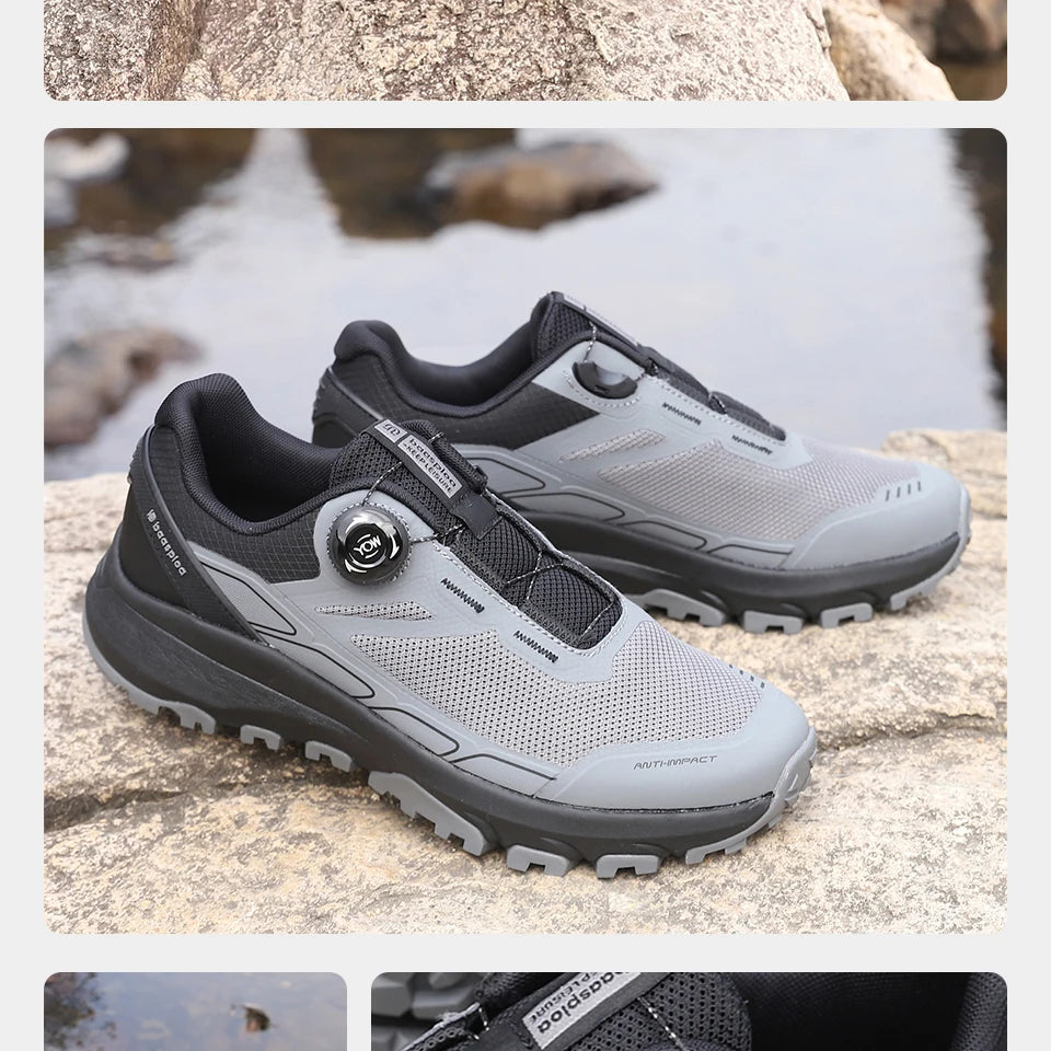 Baasploa Men Hiking Shoes Outdoor Climbing Mesh Breathable Travel Walking Shoes Male Non-Slip Wear Resistant Comfortable Sneaker